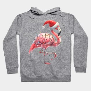 Flamingo Wrapped In Christmas Lights Hoodie